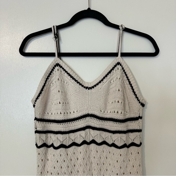 Lucky Brand Crochet Midi Dress Sleeveless White Black Womens Large - Picture 4 of 9
